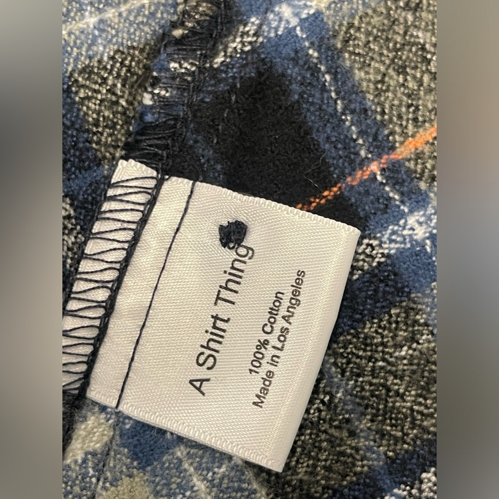 A Shirt Thing plaid flannel ruffle flutter sleeve fitted top M - Picture 6 of 8
